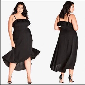 NWT City Chic Sweet Escape Hi-Lo Maxi Black Dress Size 14